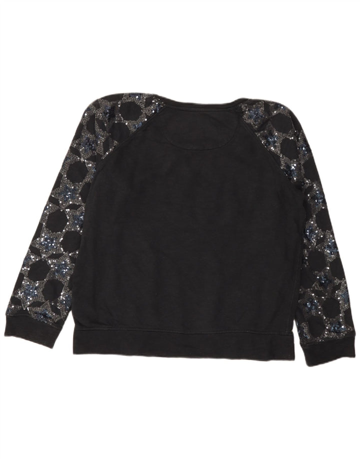 SUPERDRY Sweat-shirt graphique pour femme UK 16 Large Noir Coton