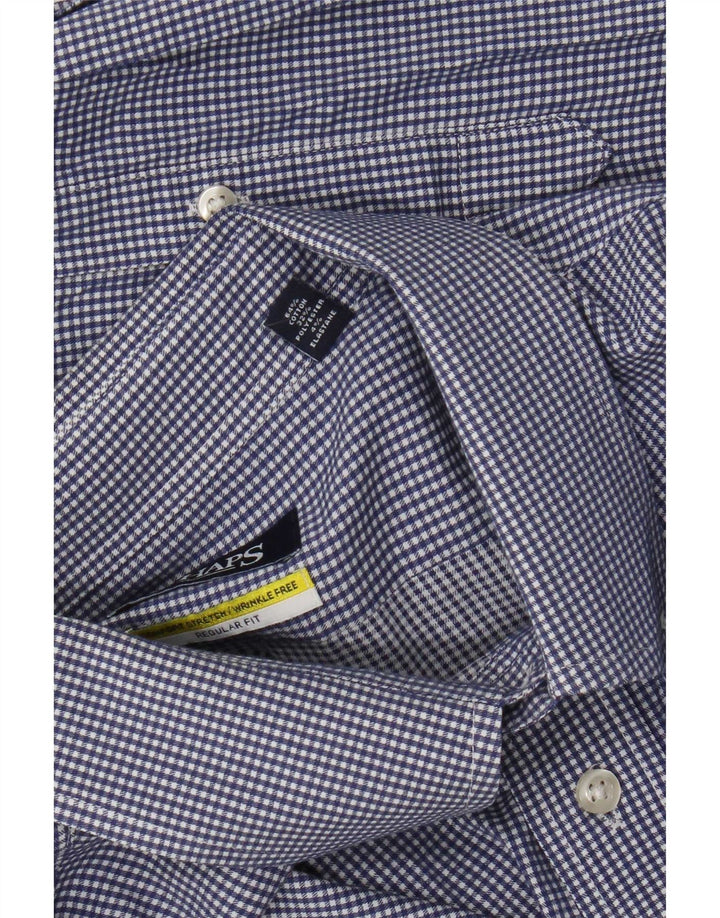 Chaps Chemise coupe régulière pour hommes Taille 18 2XL Coton vichy bleu