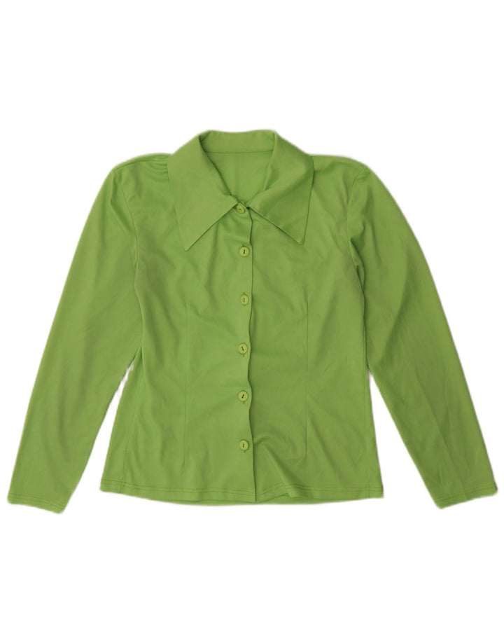 Chemisier chemise femme vintage UK 12 vert moyen