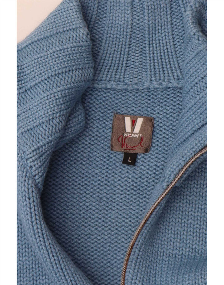Vuarnet Hommes Cardigan Zippé Pull Large Bleu Colorblock