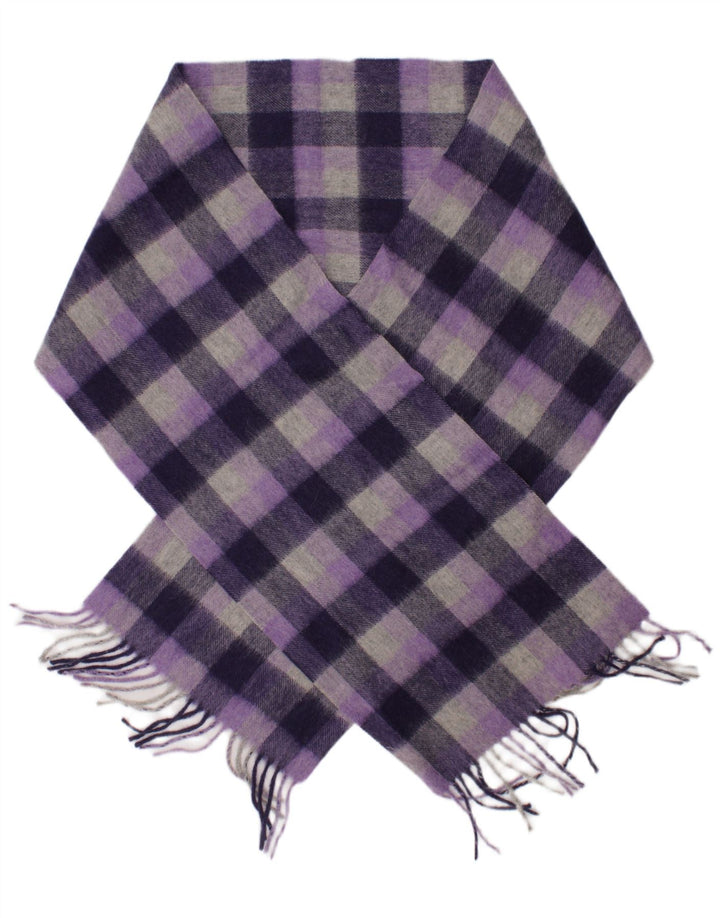 Edinburgh Écharpe rectangulaire pour femme Taille unique Violet à carreaux en laine d'agneau classique