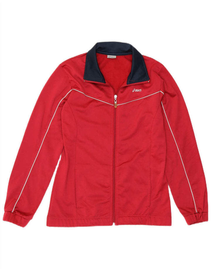 Asics Veste de survêtement pour femme UK 14 Polyester color block rouge moyen