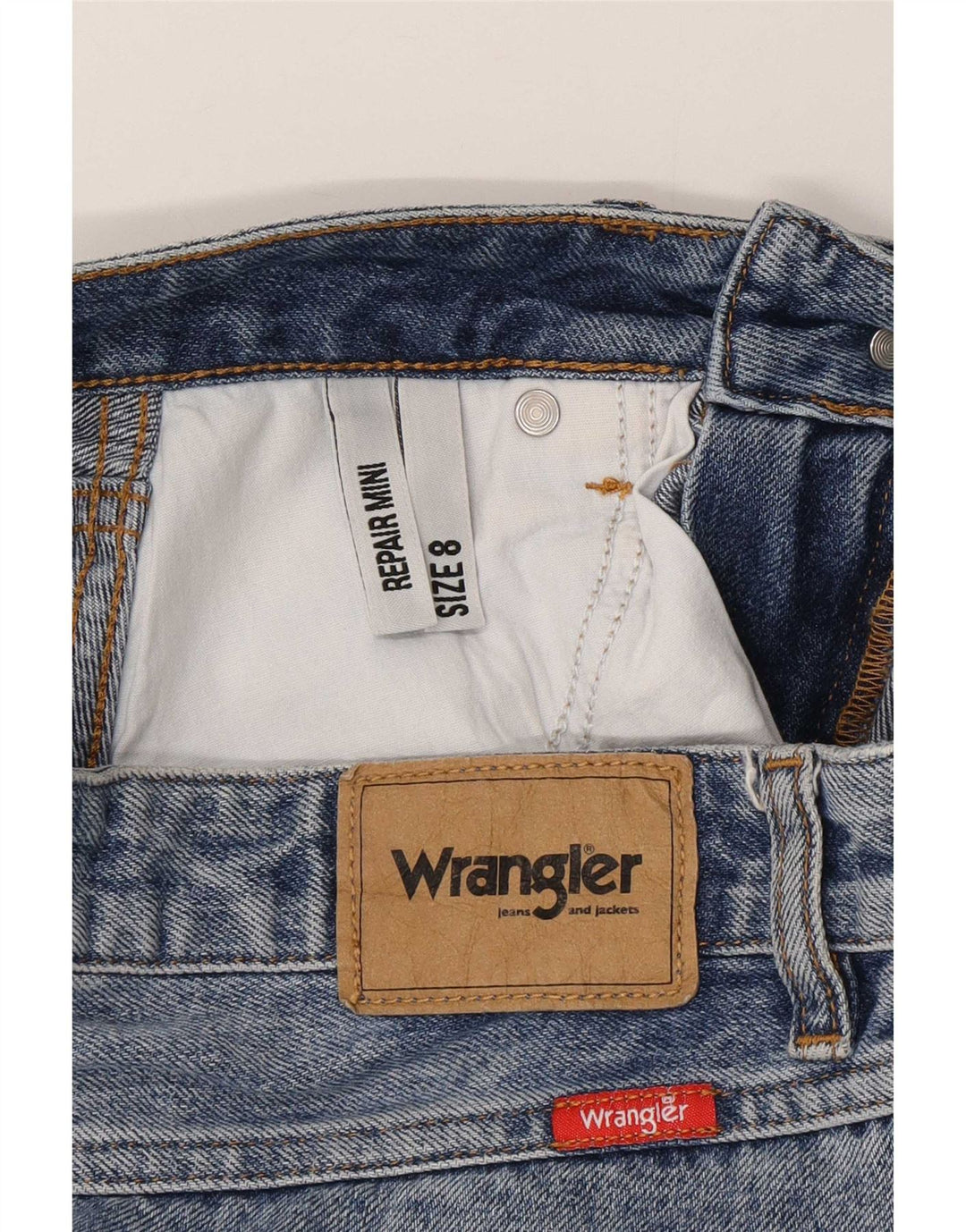 Wrangler Jupe en jean vieilli pour femme UK 8 Small W27 Bleu
