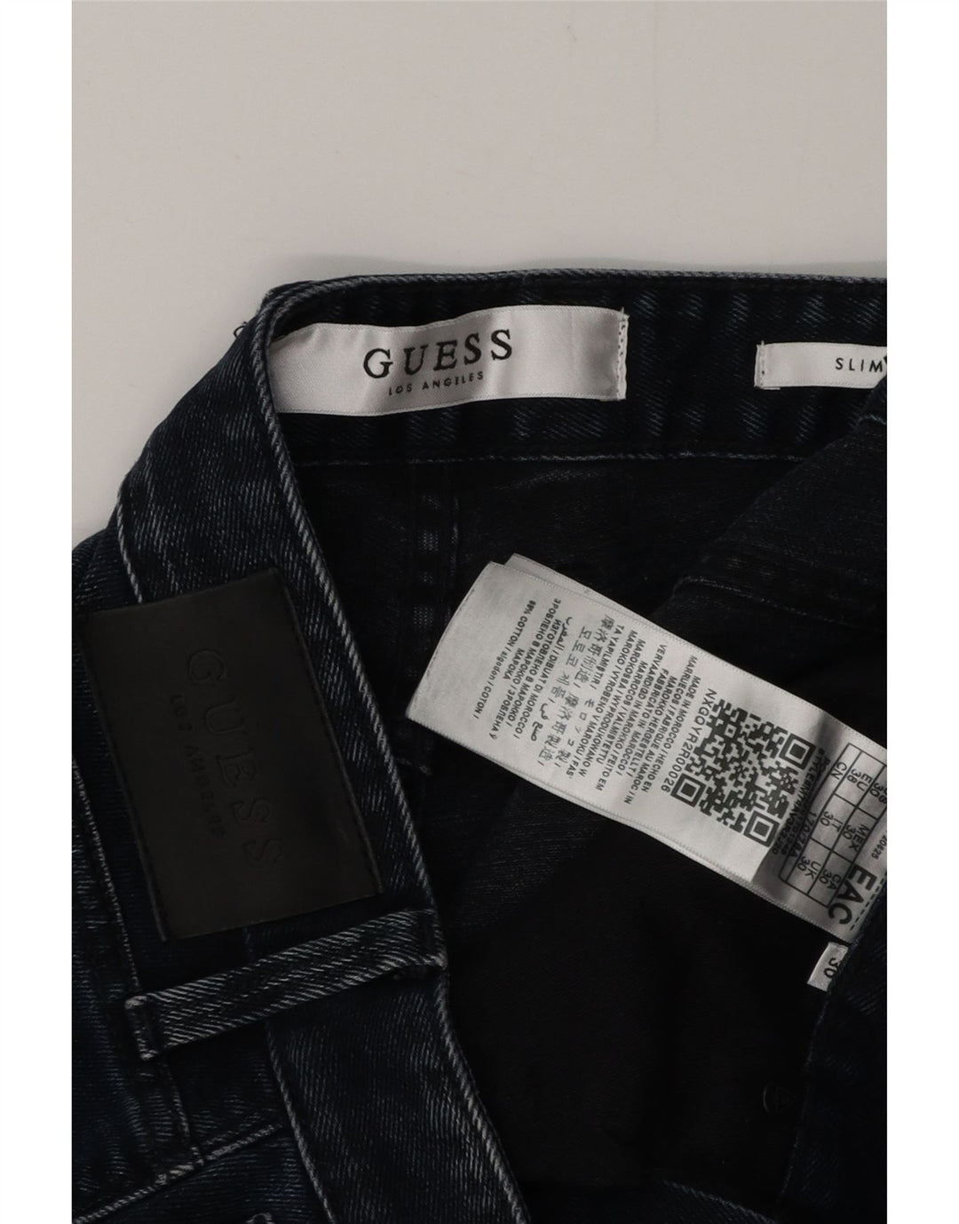 GUESS Short en jean slim vieilli W30 pour homme en coton bleu marine moyen