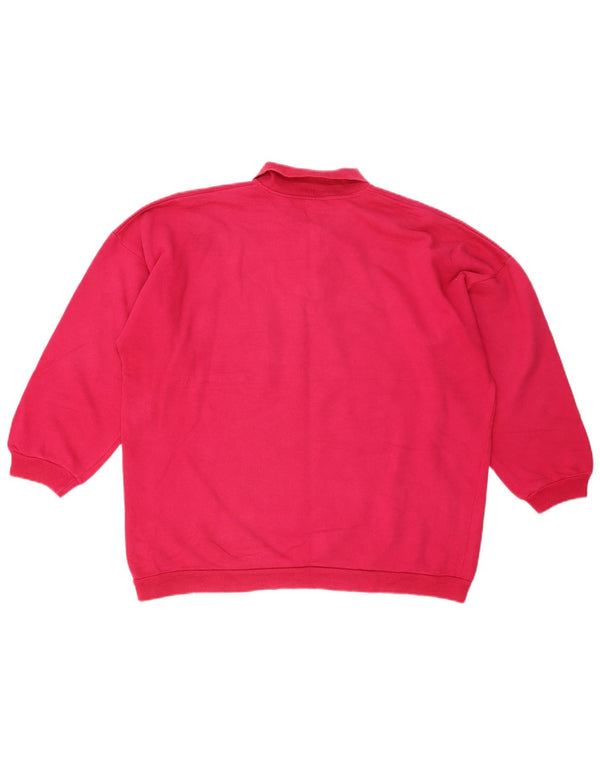 Benetton Sweat-shirt surdimensionné à col polo pour femme UK 10 Petit Rose