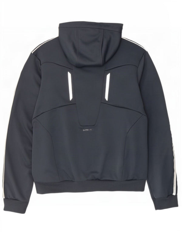 Adidas Pull à capuche zippé Climalite pour homme en polyester color block grand gris