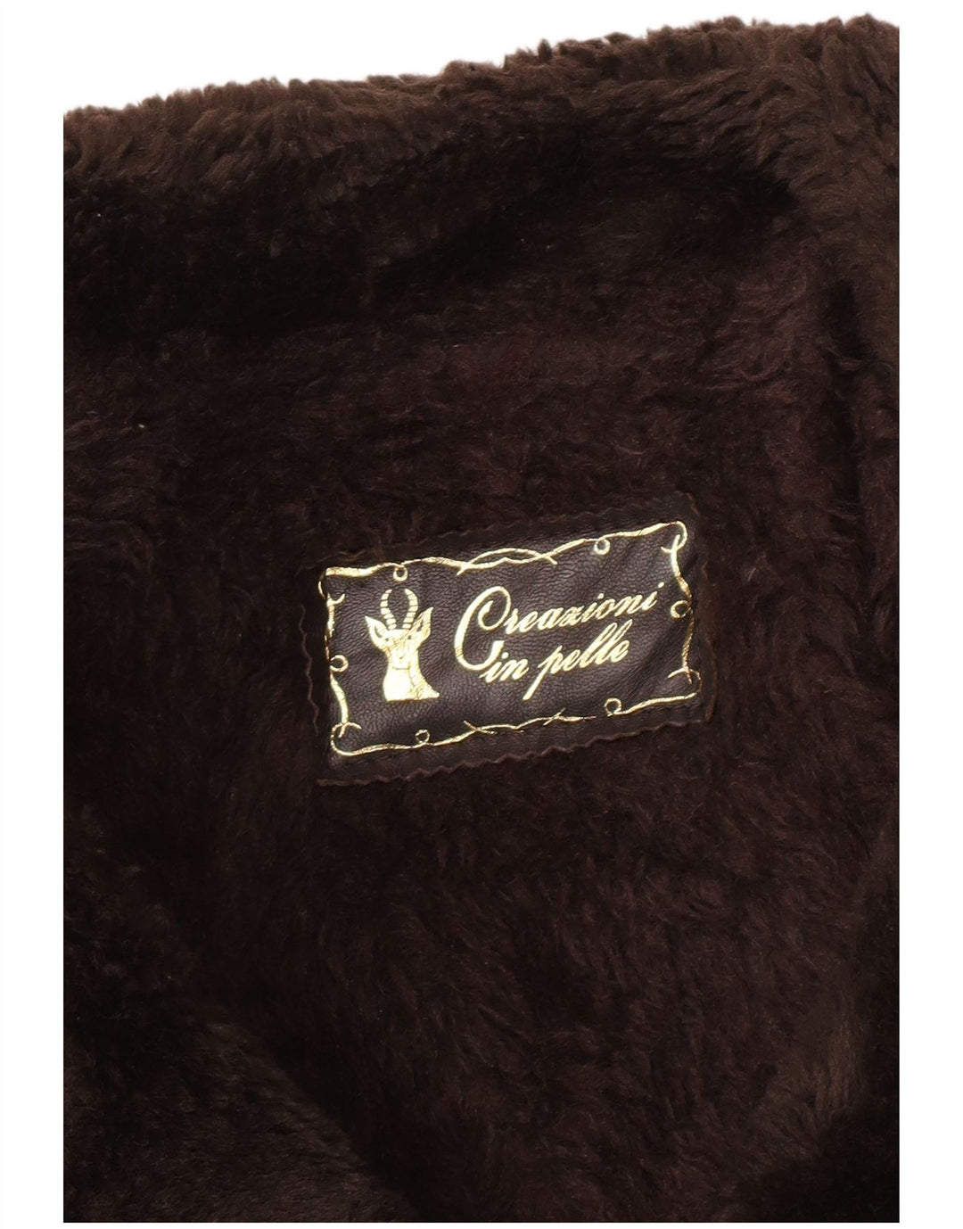 vintage Mens Shearling Double Breasted Coat UK 36 Petit Cuir Brun