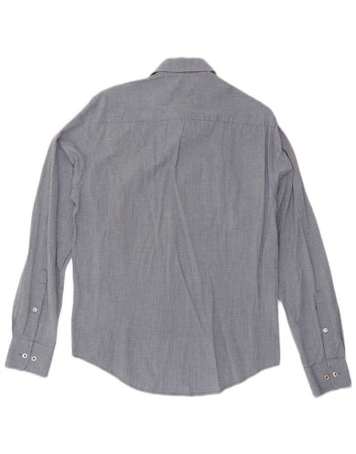 Armani Jeans Chemise sur mesure pour homme en coton à fines rayures bleu moyen