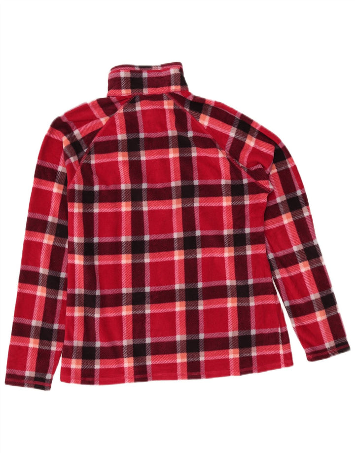 Eddie Bauer Pull polaire à col zippé pour femme UK 14 Polyester à carreaux rouge moyen