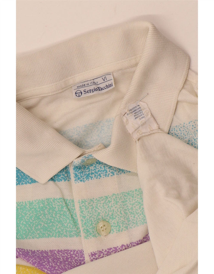 Sergio Tacchini Polo Homme Coton Rayé Blanc Moyen