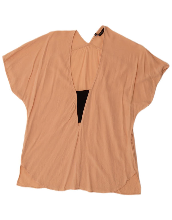Zara Femme Chemisier Top UK 16 Large Rose Viscose