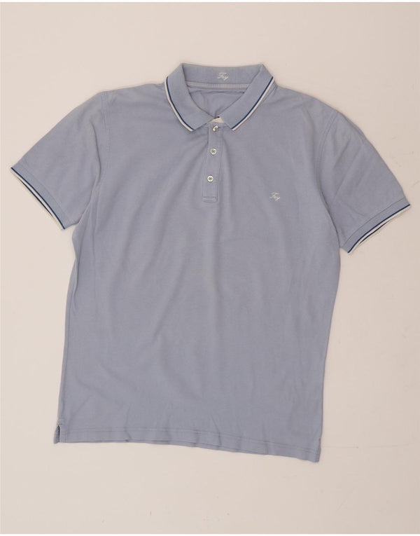 FAY Mens Polo Shirt XL Blue Striped