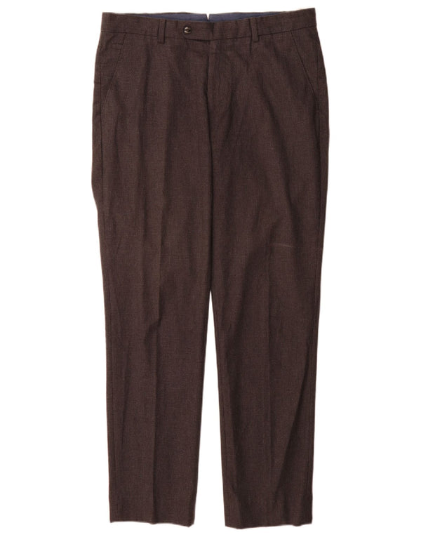 Massimo Dutti Pantalon décontracté pour homme EU 42 Large W32 L32 Gris pied-de-poule