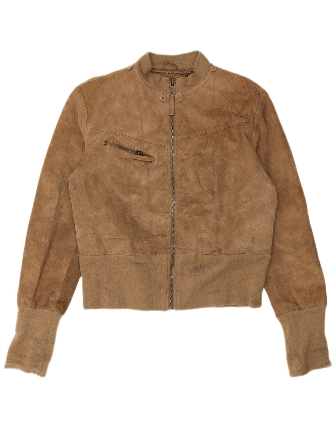 PROJECT Veste en daim pour femme UK 14 Cuir beige moyen