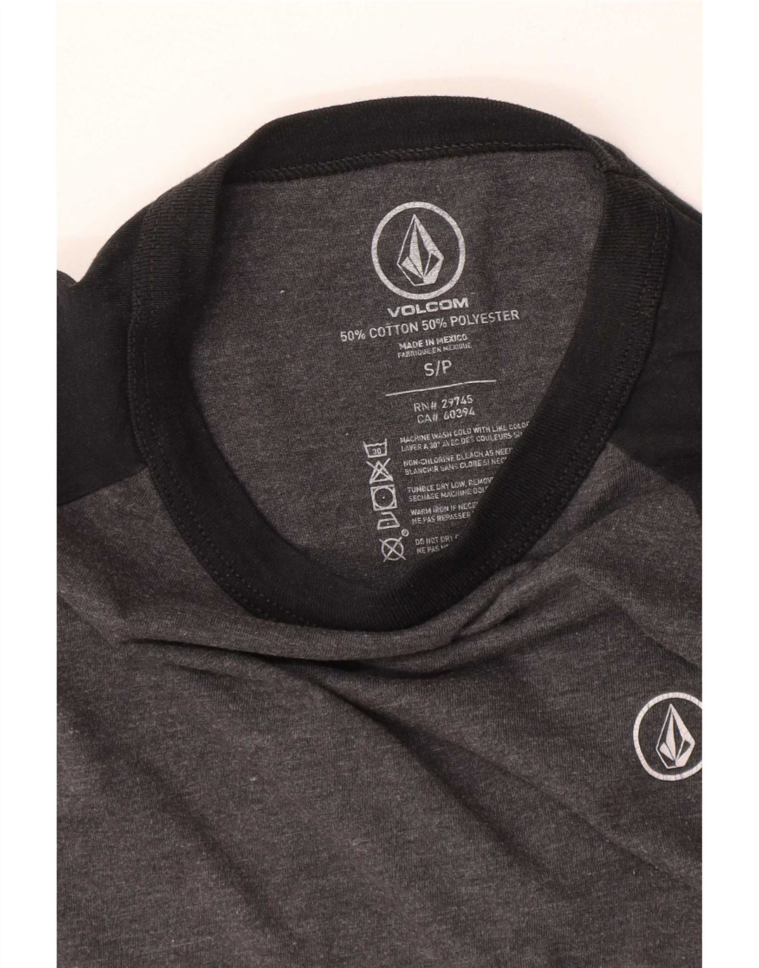 Volcom Haut Femme Manches 3/4 UK 10 Petit Gris Colorblock Coton