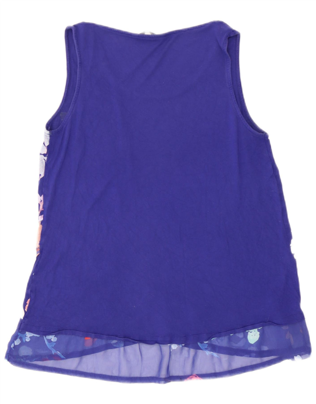 Desigual Chemisier sans manches pour femme UK 42 Bleu moyen floral