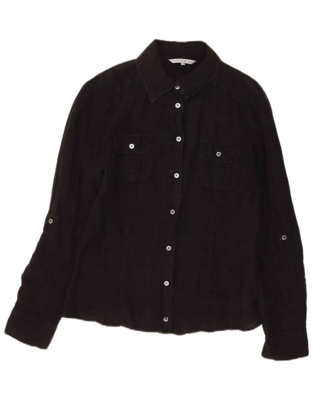 Marella Chemise Femme UK 12 Lin Noir Moyen
