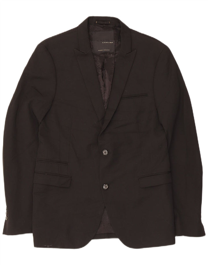 Zara Veste Blazer 2 Boutons Homme EU 50 Polyester Noir Moyen
