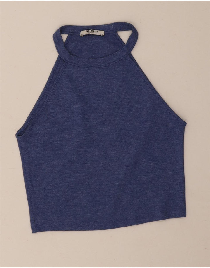 Zara Womens Crop Halter Top UK 10 Petit Bleu