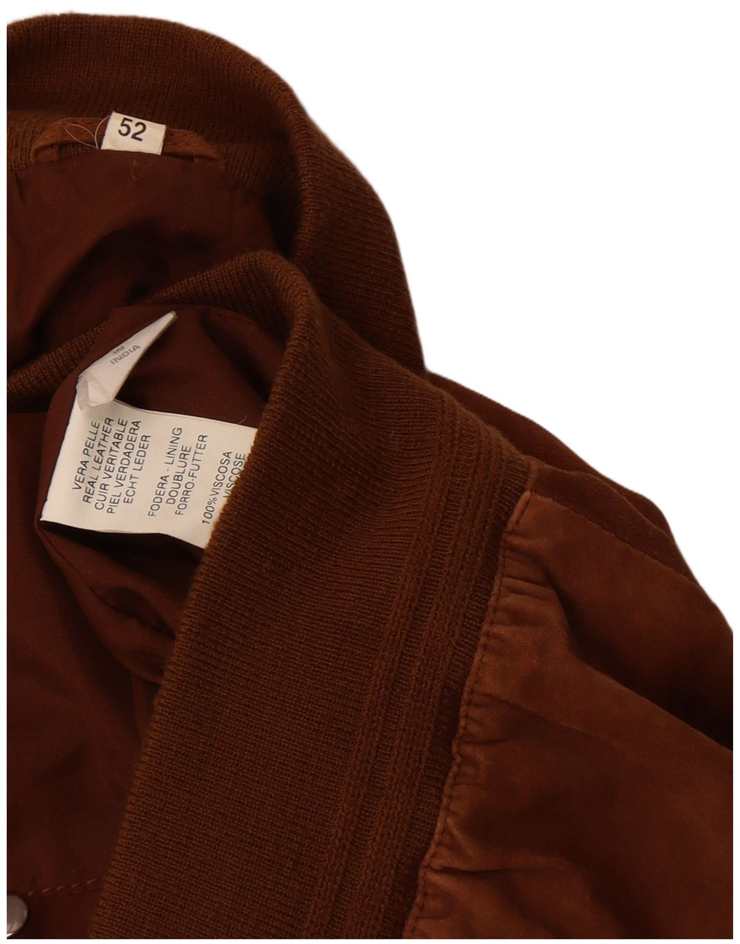 vintage Mens Suede Bomber Jacket EU 52 XL Cuir Marron