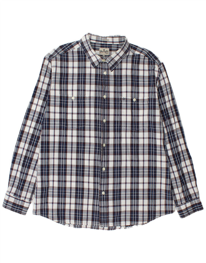 Wrangler Chemise coupe classique pour homme 2XL en coton à carreaux bleu marine