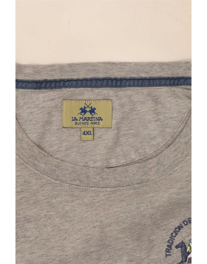 La Martina T-Shirt Homme Top 4XL Gris Moucheté