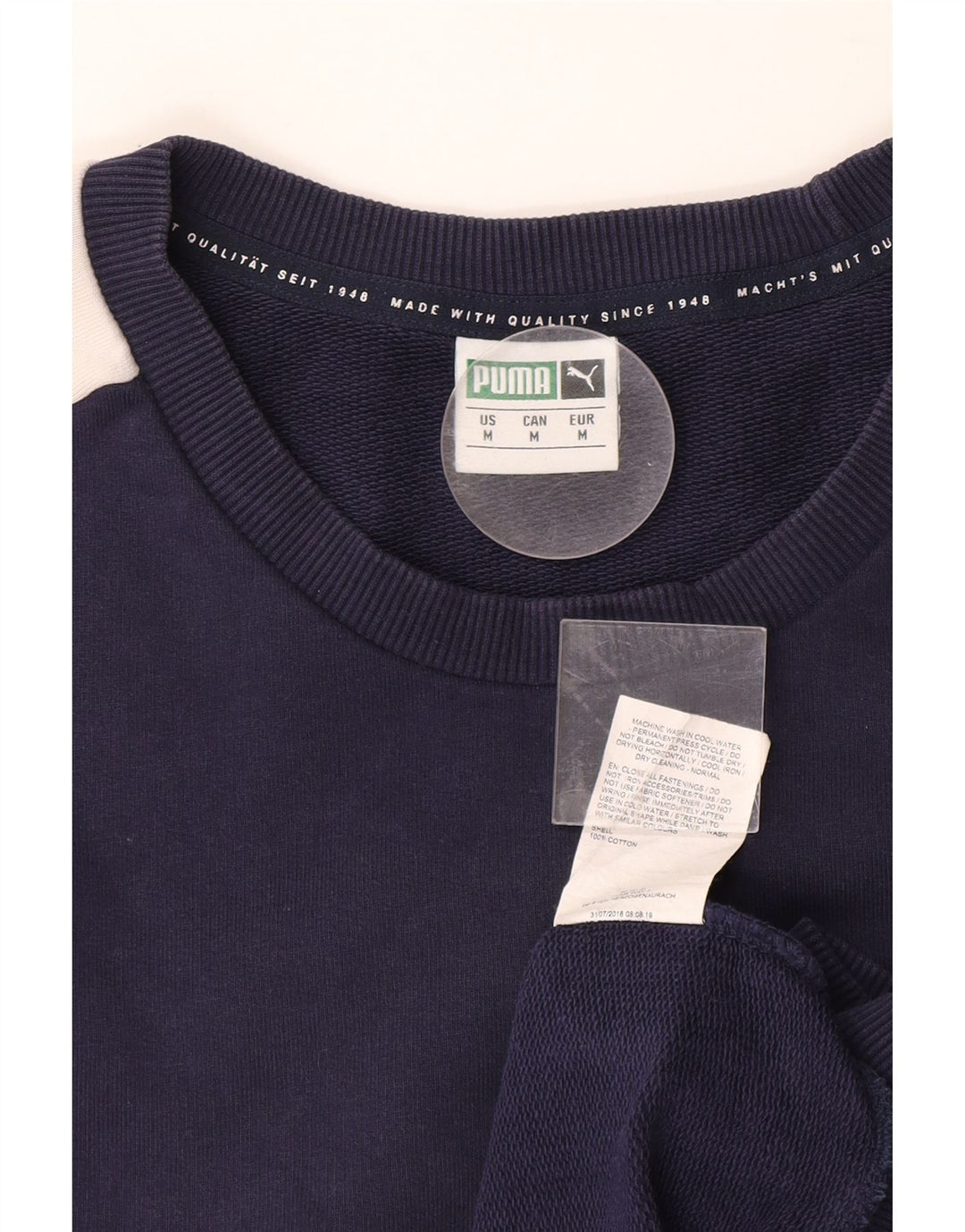 PUMA Sweat-shirt en coton color block pour homme, bleu marine moyen