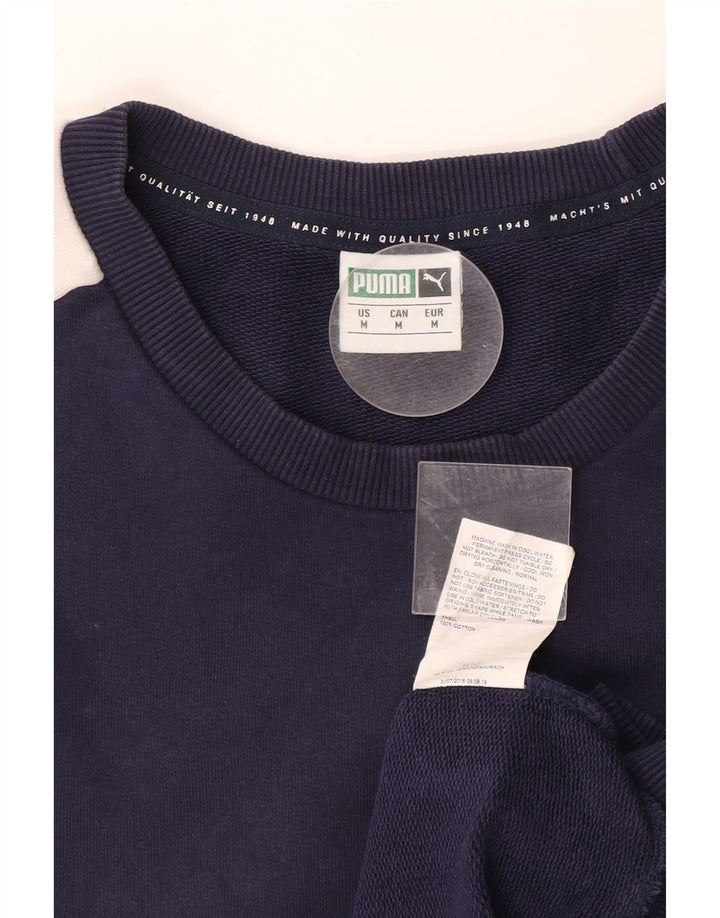 PUMA Sweat-shirt en coton color block pour homme, bleu marine moyen
