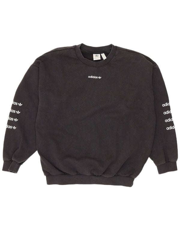 Adidas Sweat-shirt surdimensionné graphique pour femme UK 16 Grand coton noir