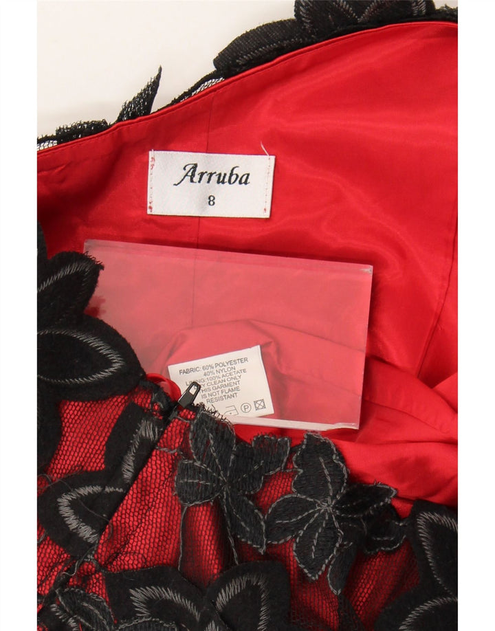 Arruba Haut court à une épaule pour femme UK 8 Petit polyester floral rouge