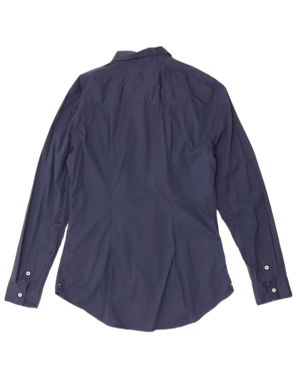 Tommy Hilfiger Chemise Femme UK 14 Large Bleu Marine Coton