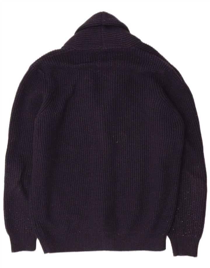 Pull Cardigan Zara Homme Bleu Marine Moyen
