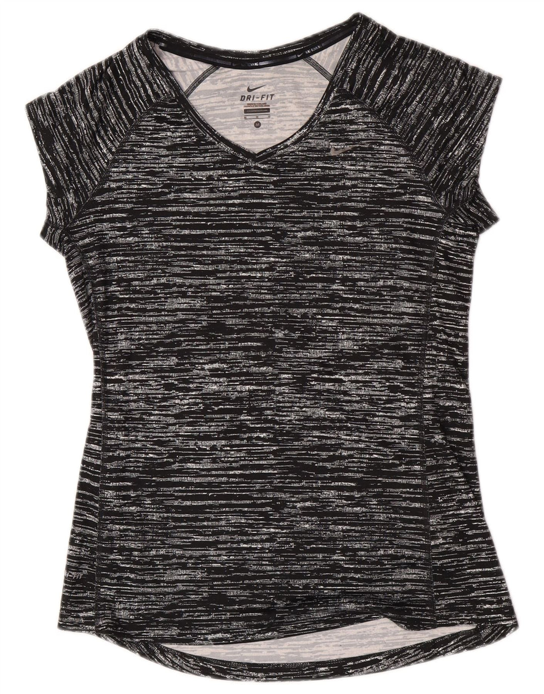 Nike T-shirt Dri Fit pour femme UK 12 Polyester moucheté noir moyen