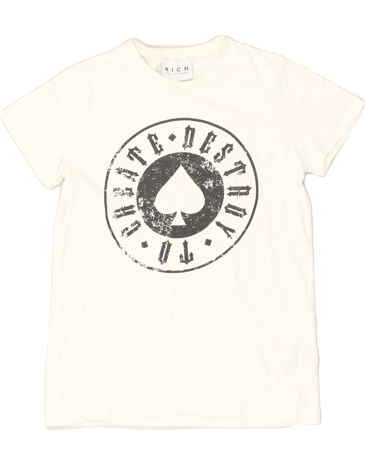RICHMOND Boys Graphic T-Shirt Top 15-16 Years White Cotton | Vintage Richmond | Thrift | Second-Hand Richmond | Used Clothing | Messina Hembry 