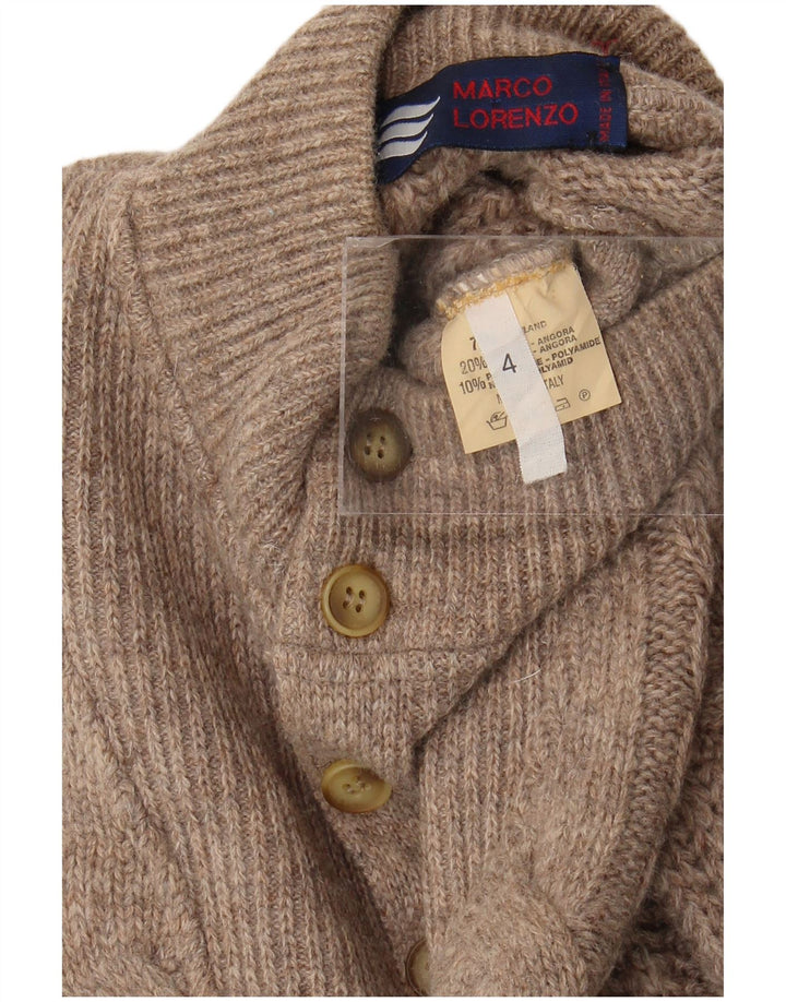 vintage Mens Button Neck Jumper Pull XL Marron Laine