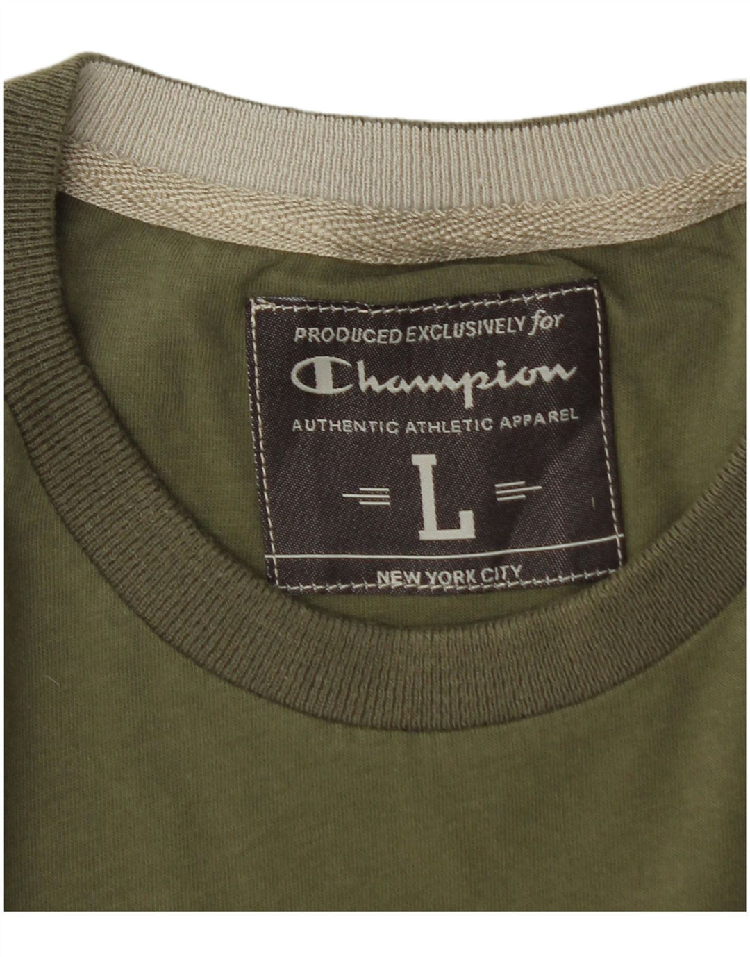 CHAMPION Mens Graphic T-Shirt Top Large Khaki Cotton