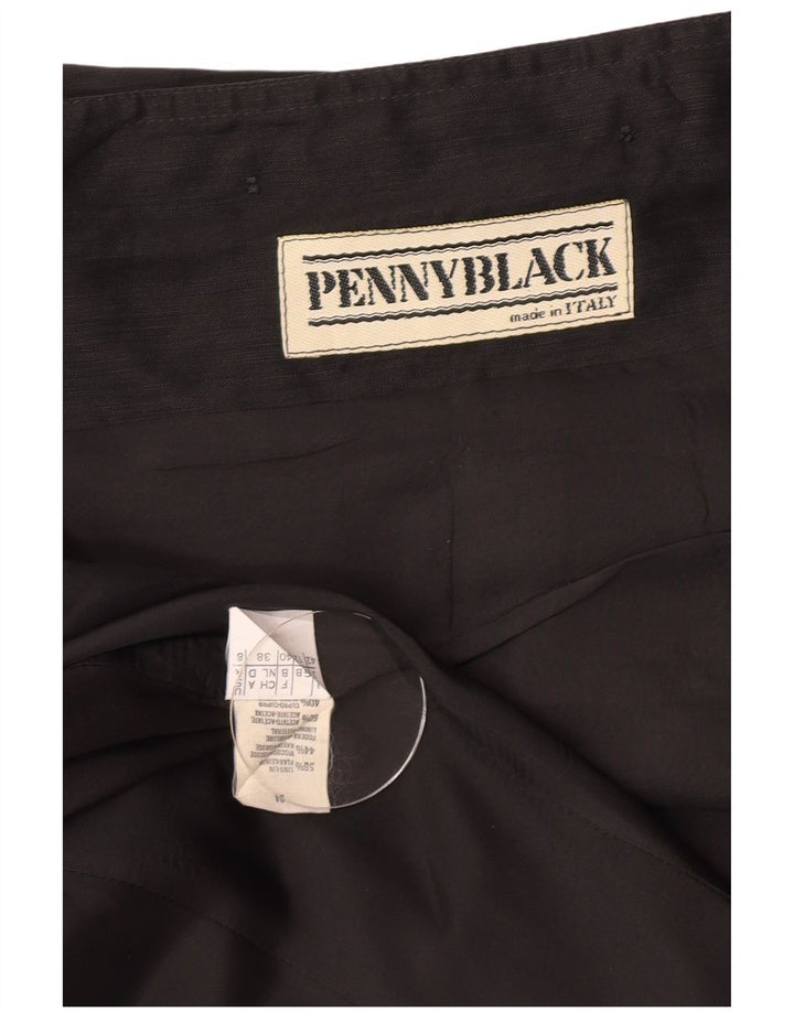 Penny Black Veste blazer à 3 boutons pour femme UK 12 Lin noir moyen