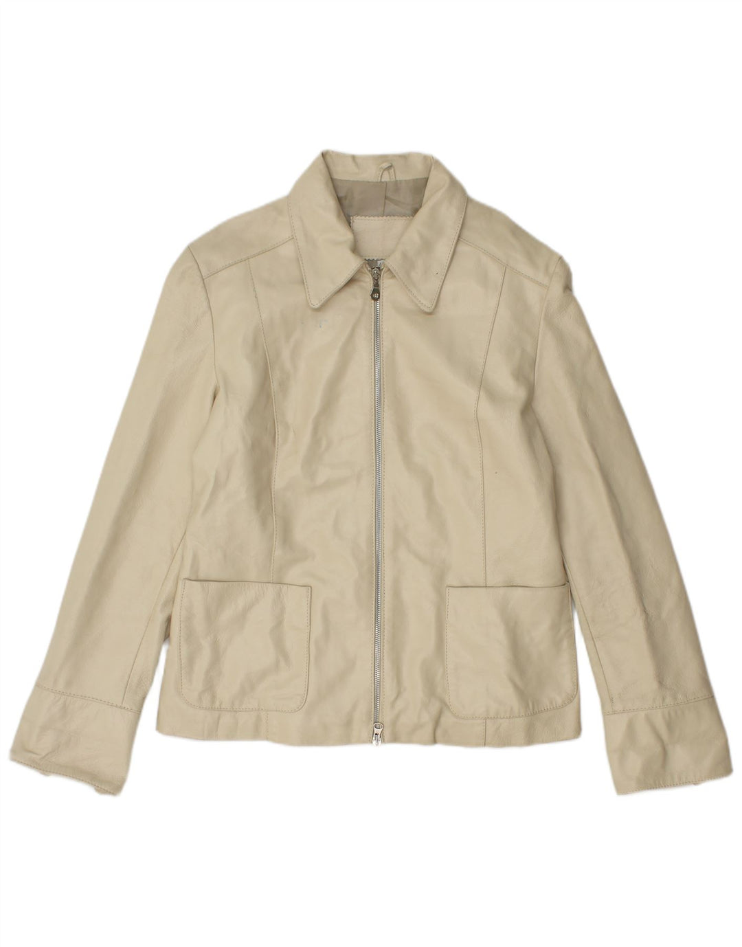 veste en cuir femme vintage IT 48 XL Cuir Beige