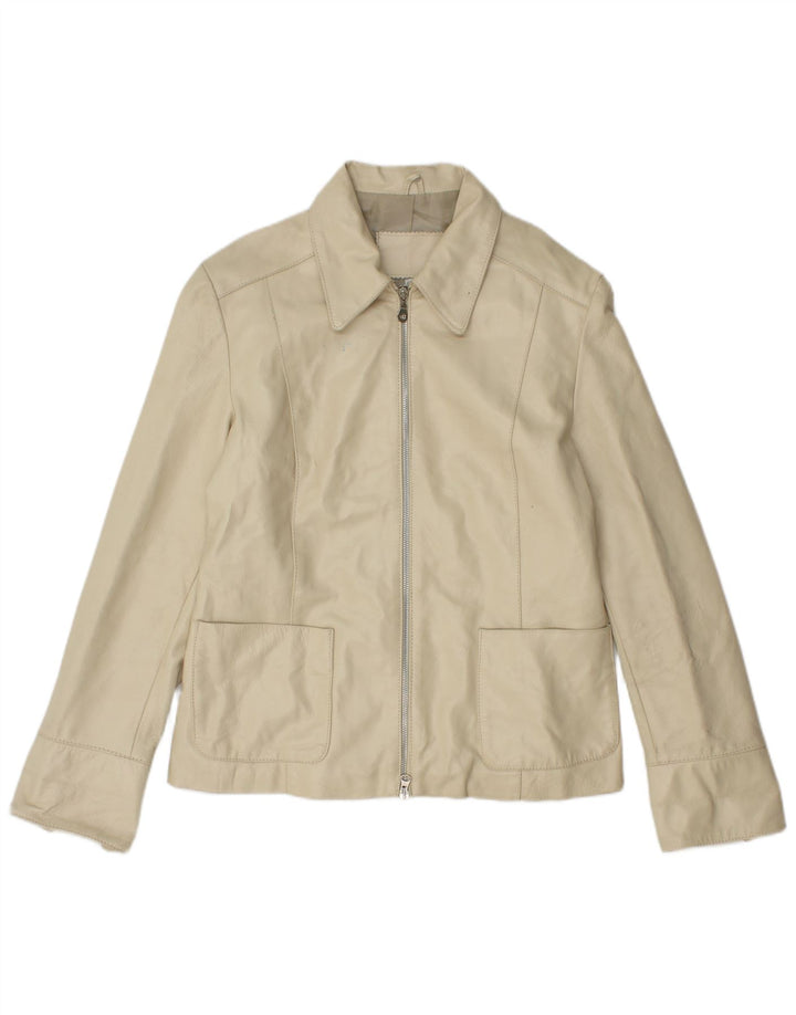 veste en cuir femme vintage IT 48 XL Cuir Beige