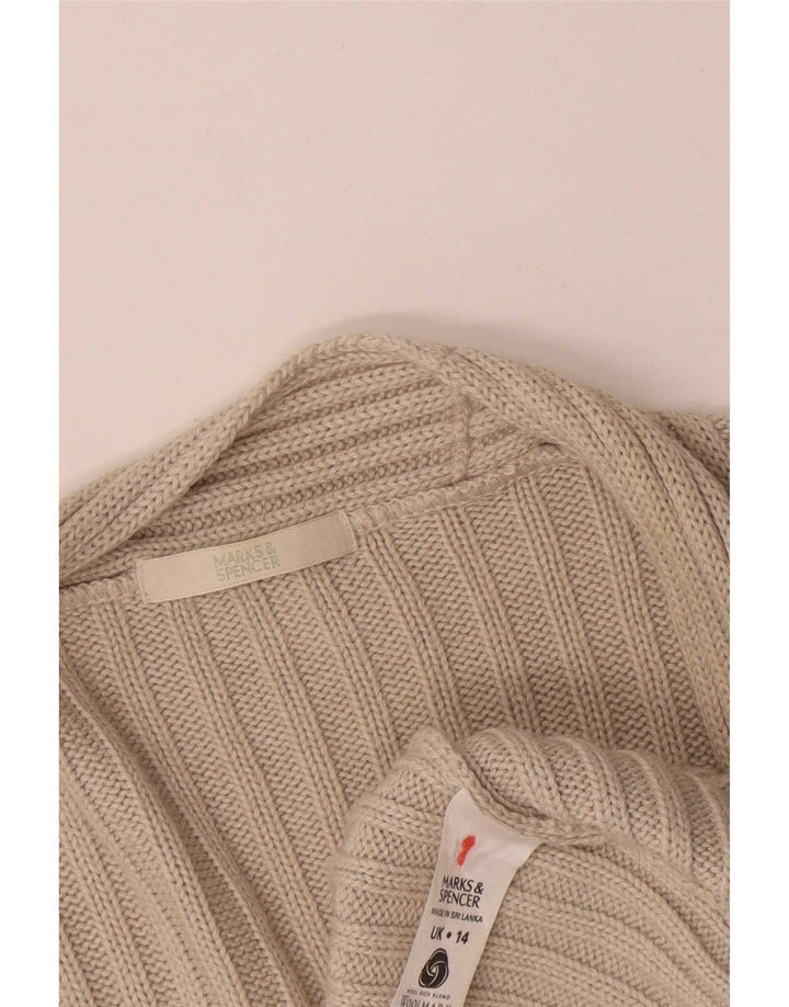Marks & Spencer Pull cardigan ouvert long pour femme UK 14 Large Beige