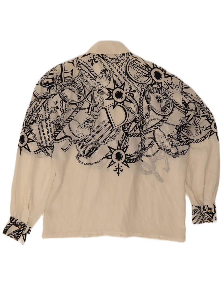 Escada Chemisier à motif abstrait pour femme EU 40 Medium Blanc cassé