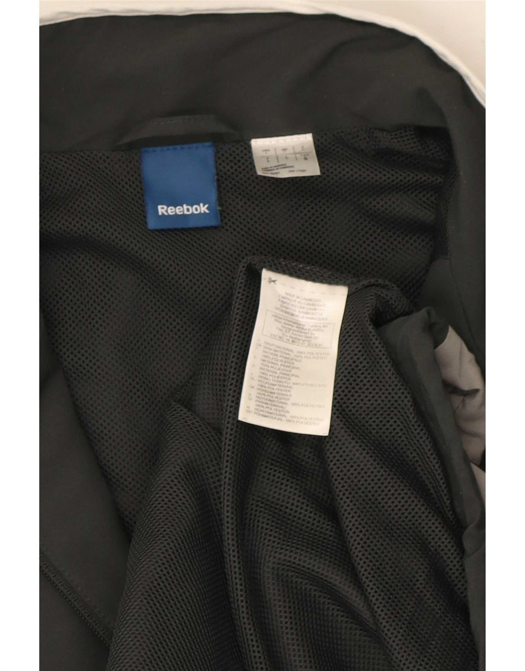 Reebok Veste de survêtement pour homme Large Noir Colorblock Polyester