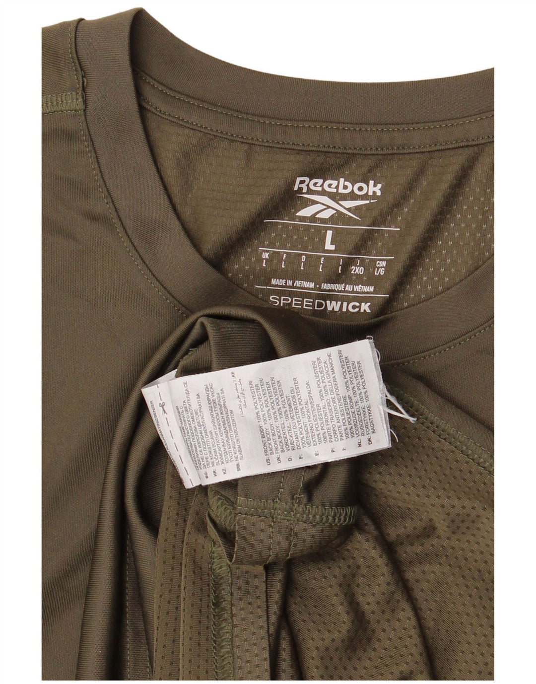 Reebok T-Shirt Homme Haut Large Kaki Polyester