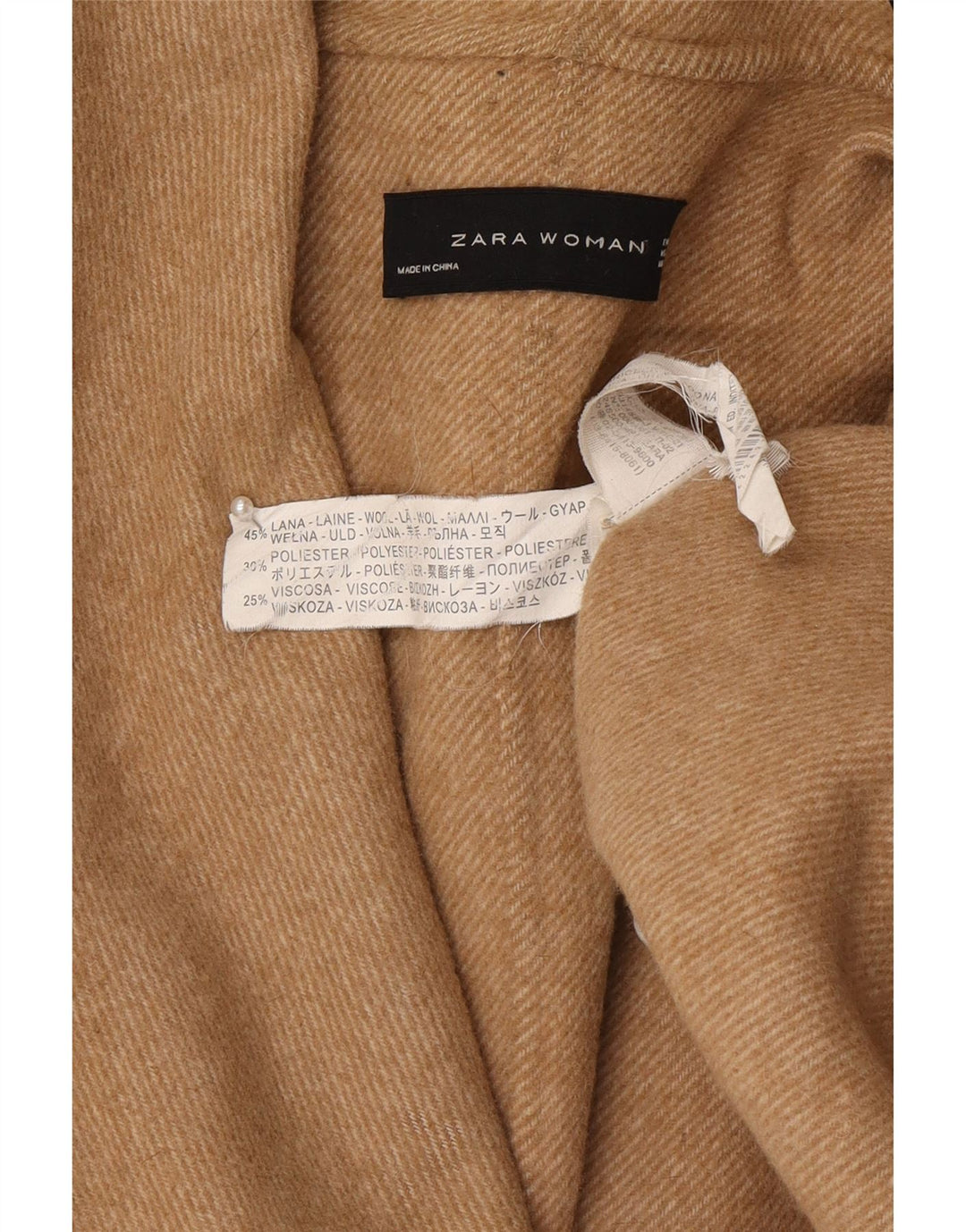 Zara Womens Overcoat Oversize UK 14 Laine Beige Moyen