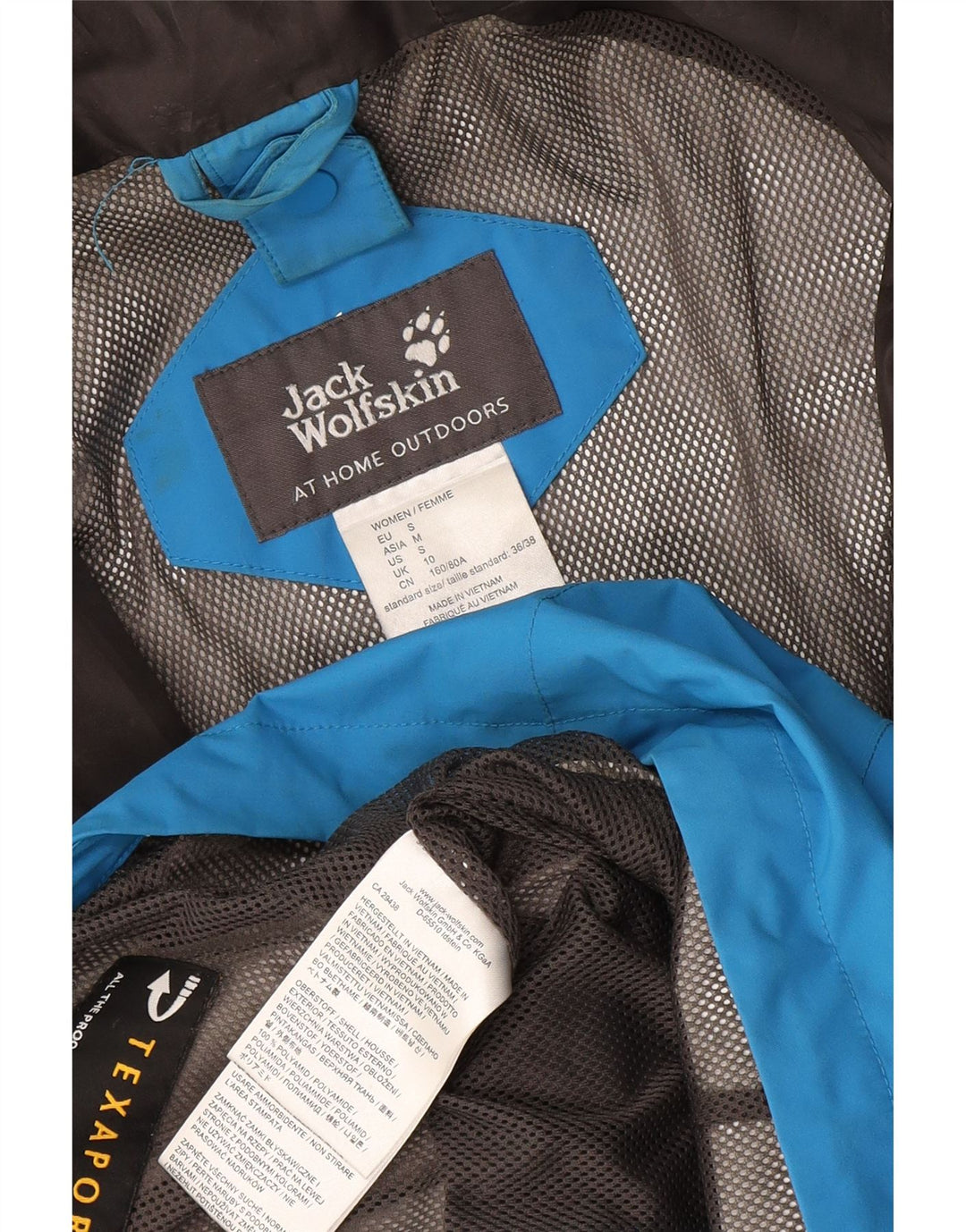 Jack Wolfskin Veste de pluie à capuche pour femme UK 10 Small Bleu Polyamide