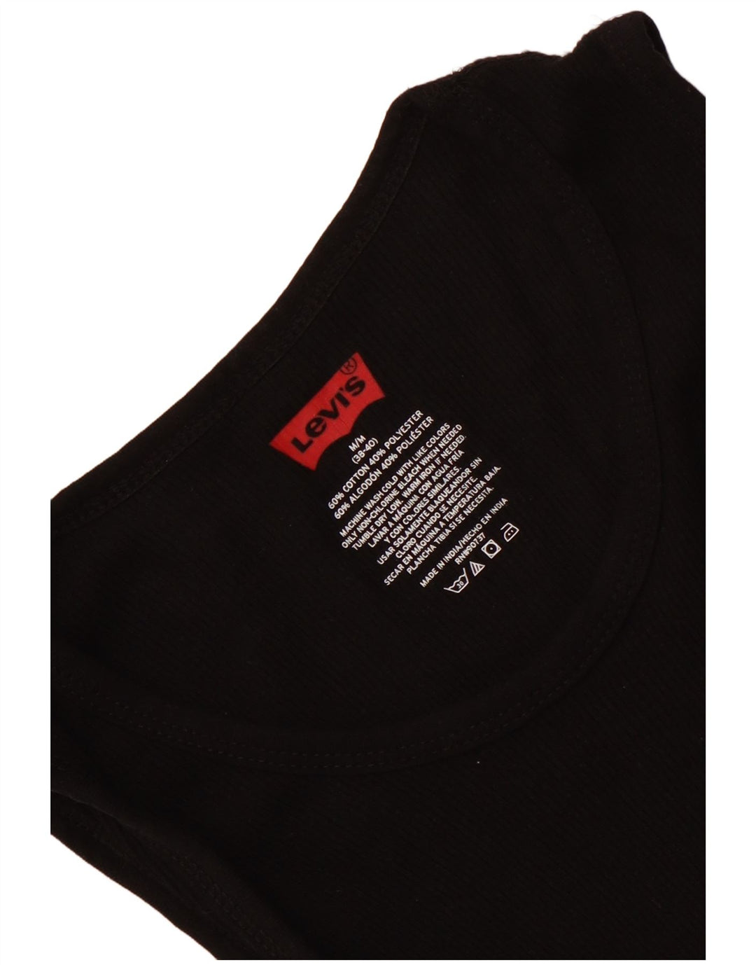 LEVI'S Débardeur Homme UK 38/40 Coton Noir Moyen