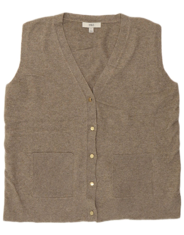 Marks & Spencer Pull cardigan sans manches pour femme UK 16 Large Gris