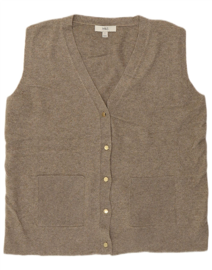 Marks & Spencer Pull cardigan sans manches pour femme UK 16 Large Gris