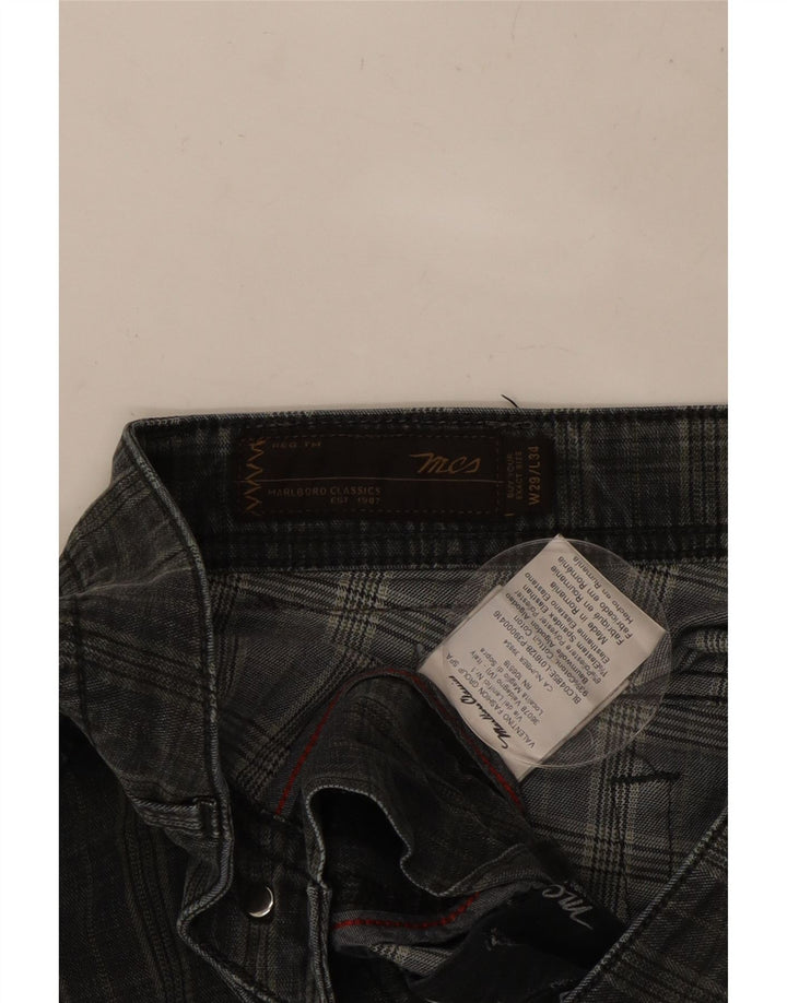 MARLBORO CLASSICS Pantalon décontracté droit pour homme W29 L29 Noir à carreaux en coton