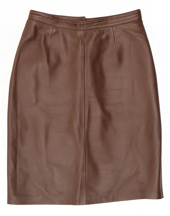 jupe en cuir femme vintage EU 40 Moyen W28 Marron